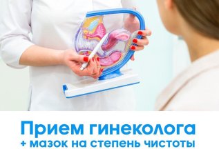 Прием гинеколога + мазок 990 рублей