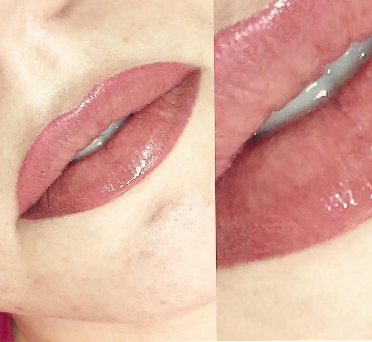 контур с растушевкой губ перманентный макияж фото