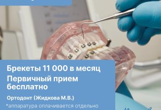 Улыбка мечты с брекетами всего за 11 000 ₽ в месяц!