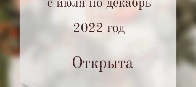 Открыта запись с июля по декабрь 2022 года