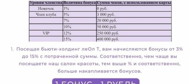 Начисляем от 3 до 15% бонусами от любой суммы