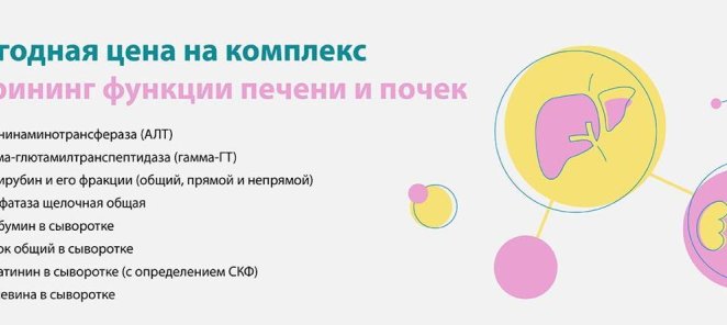 Скрининг функции печени и почек за 1190р.
