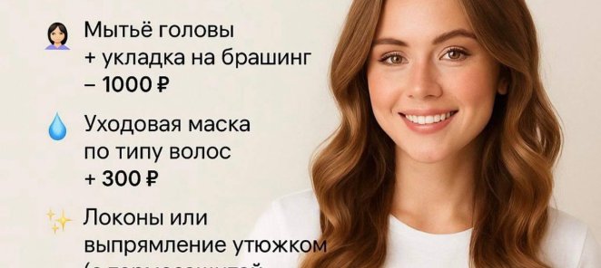 Укладка волос+мытье головы всего 1000р!