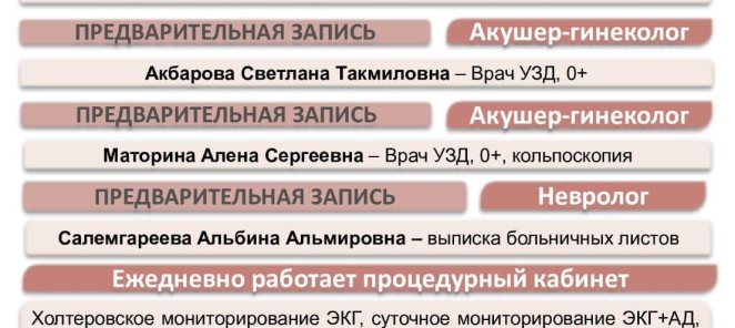 Расписание клиники для записи