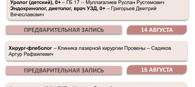 Расписание клиники для записи