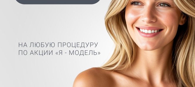 СКИДКА 10% НА ЛЮБУЮ ПРОЦЕДУРУ ПО АКЦИИ «Я – МОДЕЛЬ»